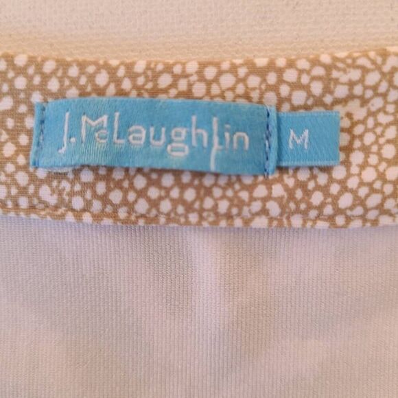 J McLaughlin Womens Beige White Print Long Sleeve Tunic Top Medium - Picture 2 of 12